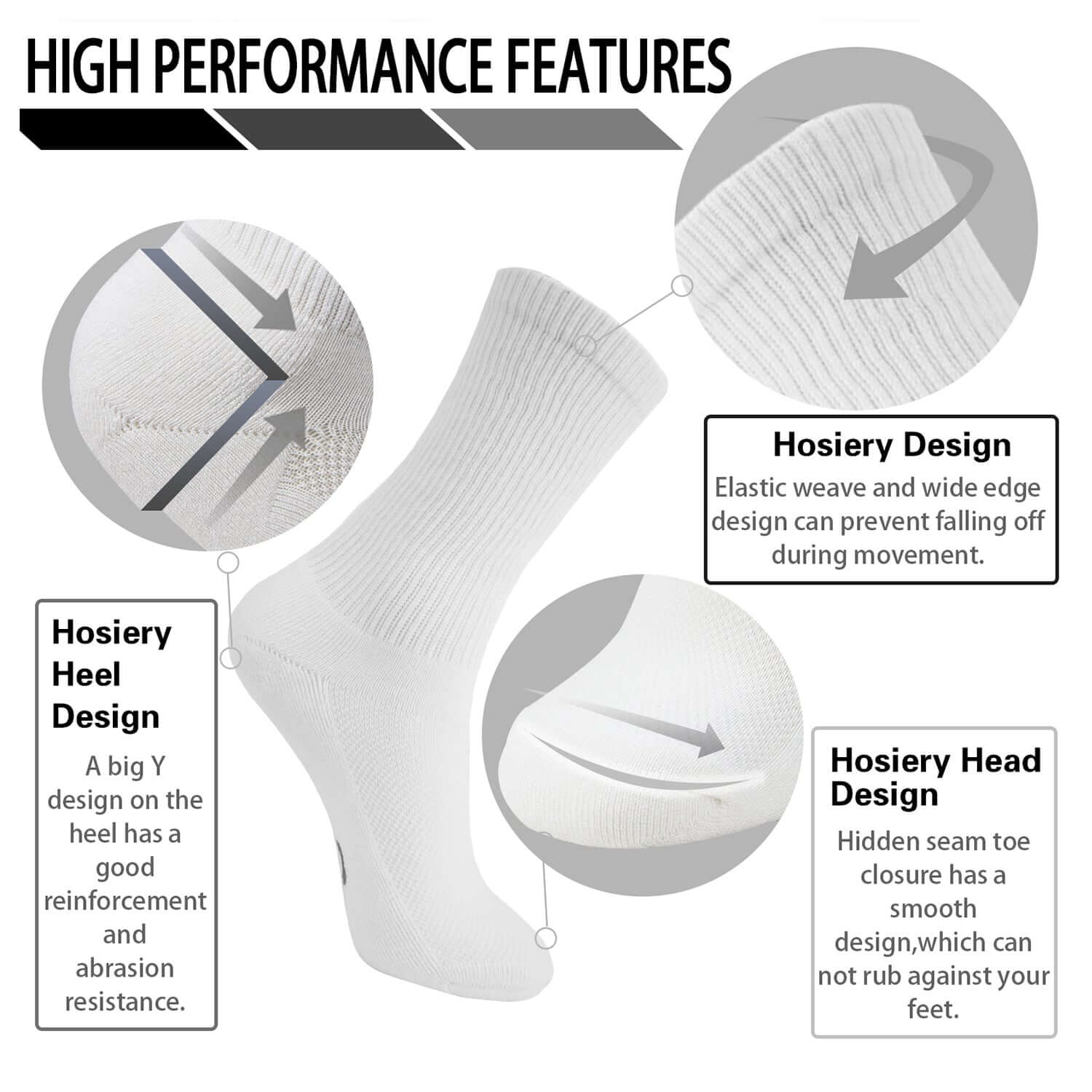 MD Soft Wicking Bamboo Socks Crew (2 Pairs) - md-diab