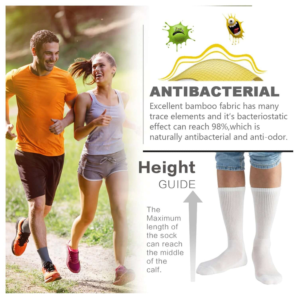 MD Soft Wicking Bamboo Socks Crew (2 Pairs) - md-diab