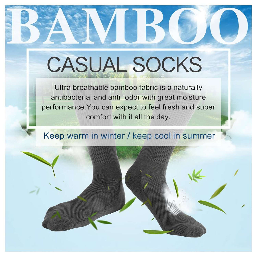 MD Soft Wicking Bamboo Socks Crew (2 Pairs) - md-diab
