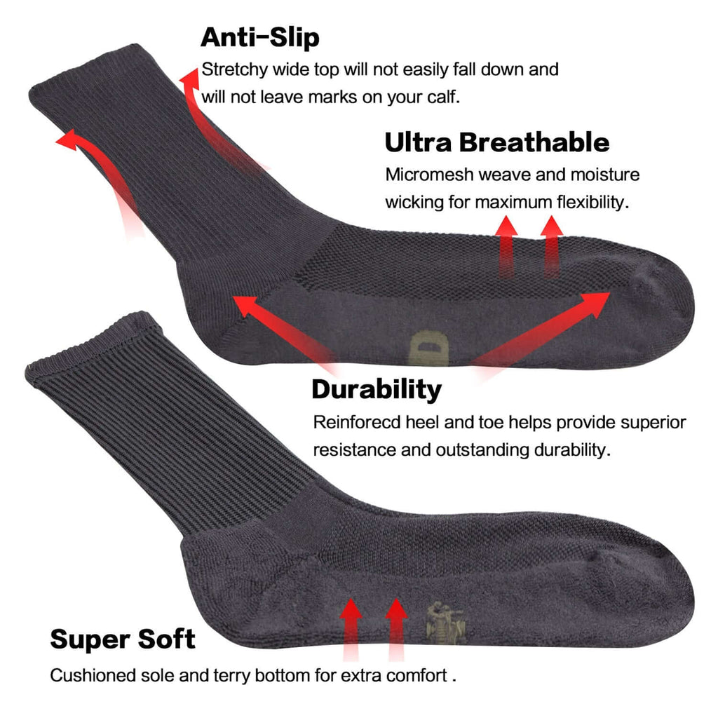 MD Soft Wicking Bamboo Socks Crew (2 Pairs) - md-diab