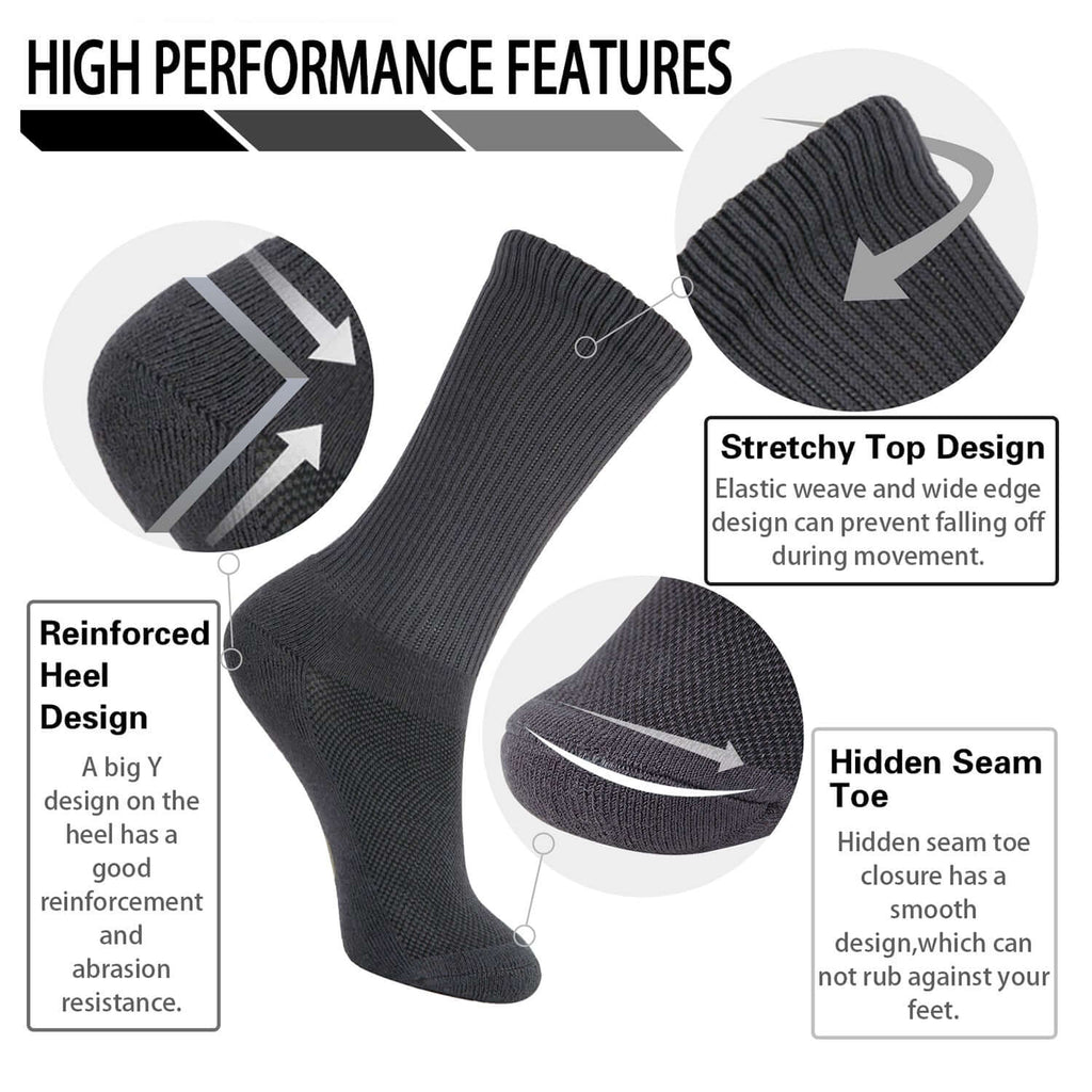 MD Soft Wicking Bamboo Socks Crew (2 Pairs) - md-diab