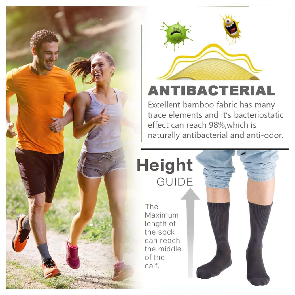 MD Soft Wicking Bamboo Socks Crew (2 Pairs) - md-diab
