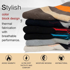 Striped Design, Bamboo Crew Dress Socks Cushioned, 4 Pairs - md-diab