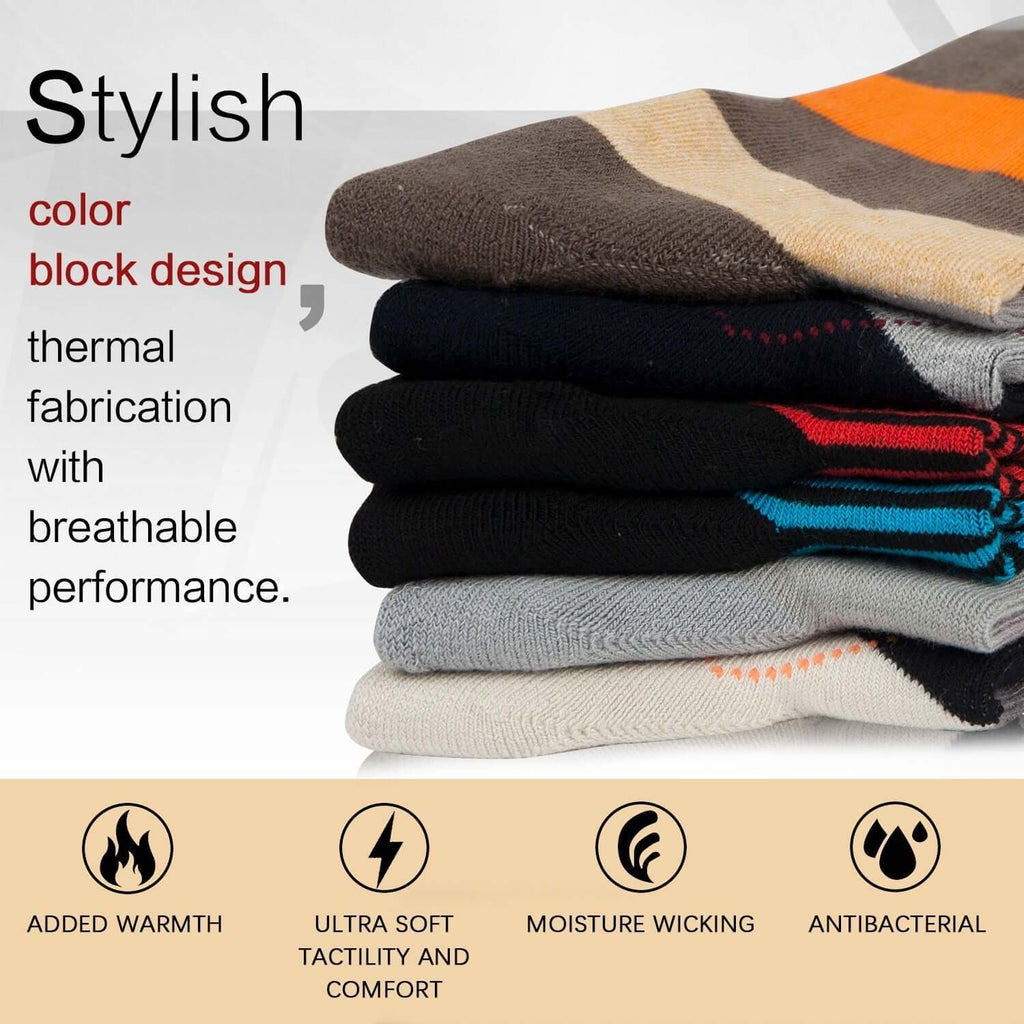 Striped Design, Bamboo Crew Dress Socks Cushioned, 4 Pairs - md-diab