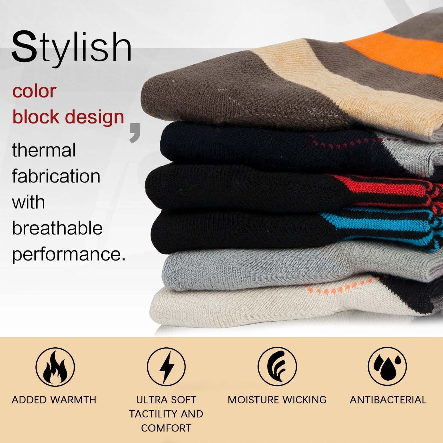 Striped Design, Bamboo Crew Dress Socks Cushioned, 4 Pairs - md-diab