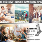 Striped Design, Bamboo Crew Dress Socks Cushioned, 4 Pairs - md-diab
