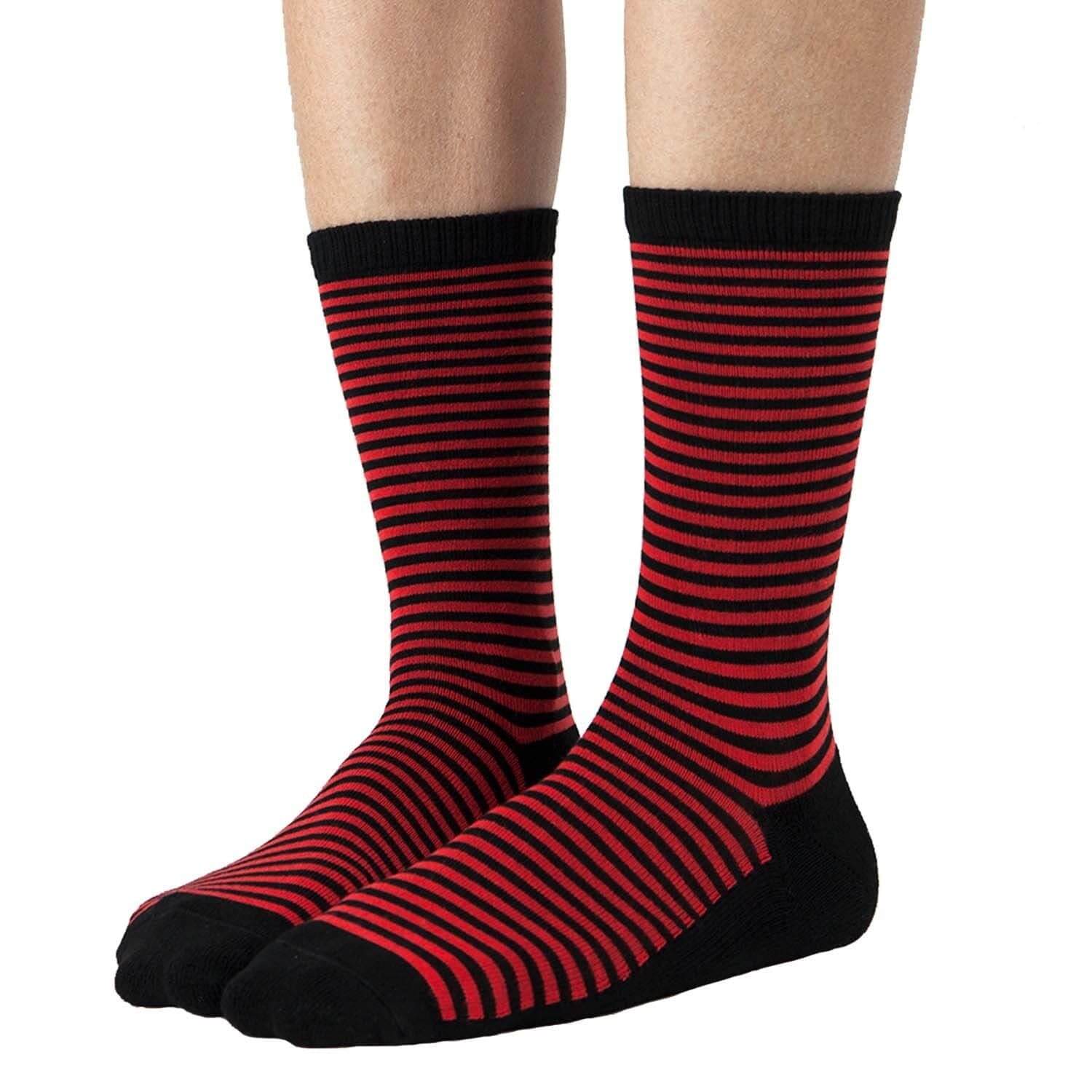 Striped Design, Bamboo Crew Dress Socks Cushioned, 4 Pairs - md-diab