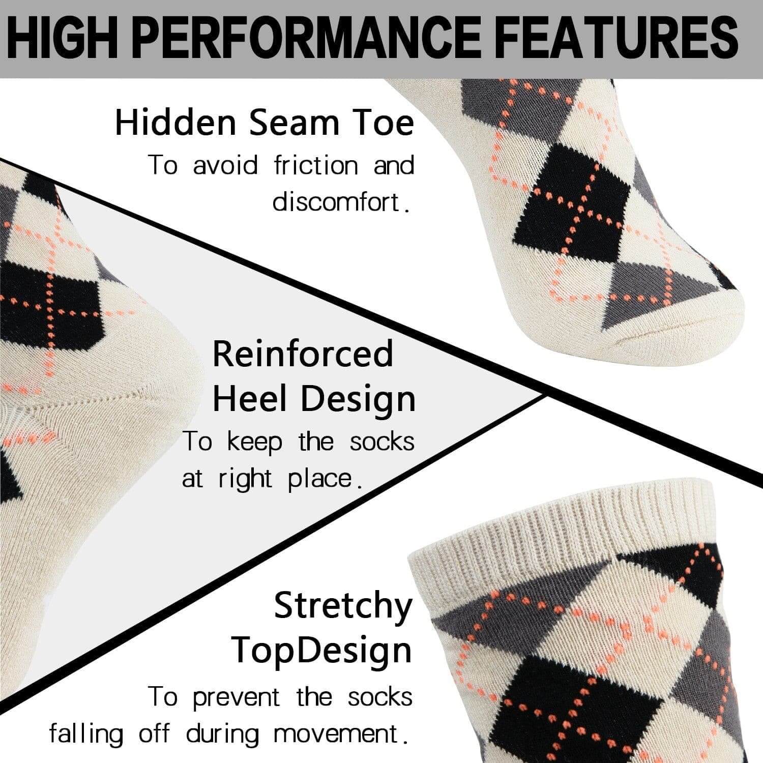Design Bamboo Crew Argyle Dress Socks Cushioned, 6 Pairs - md-diab
