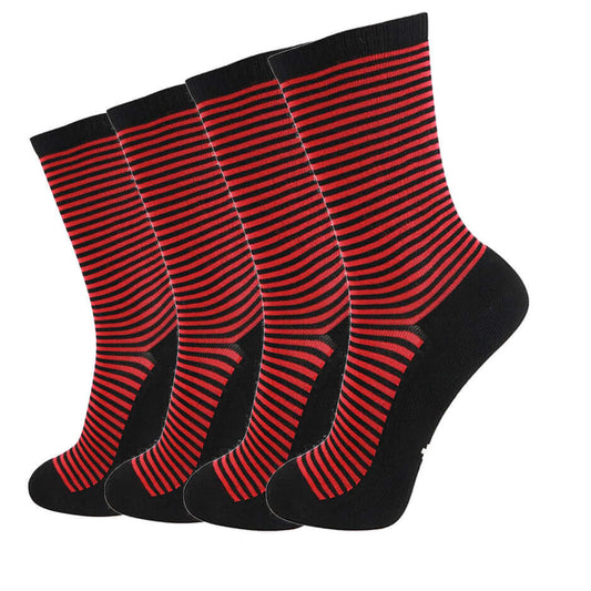 Striped Design, Bamboo Crew Dress Socks Cushioned, 4 Pairs - md-diab