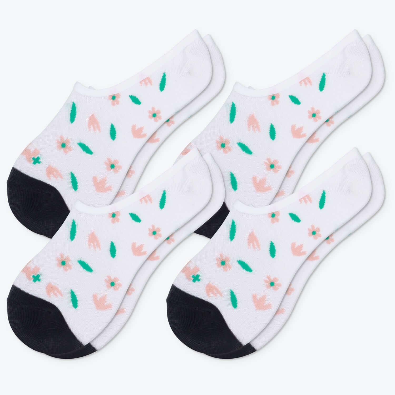 Shredded Flowers, Bamboo No Show Liner Socks Non Slip, 4 Pairs - md-diab