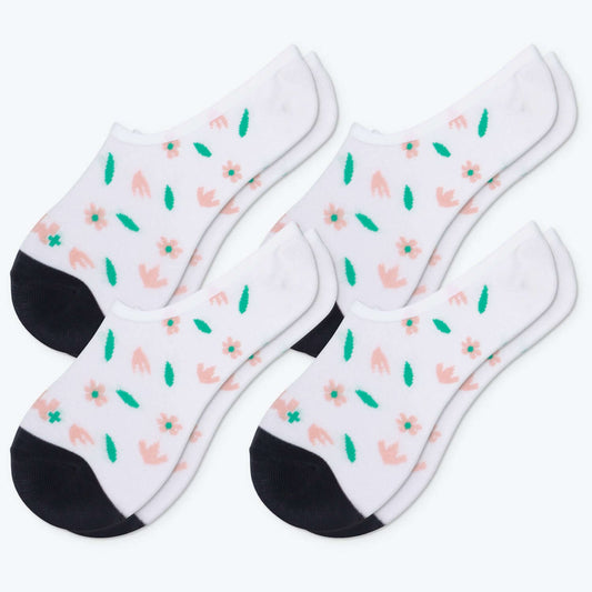 Shredded Flowers, Bamboo No Show Liner Socks Non Slip, 4 Pairs - md-diab