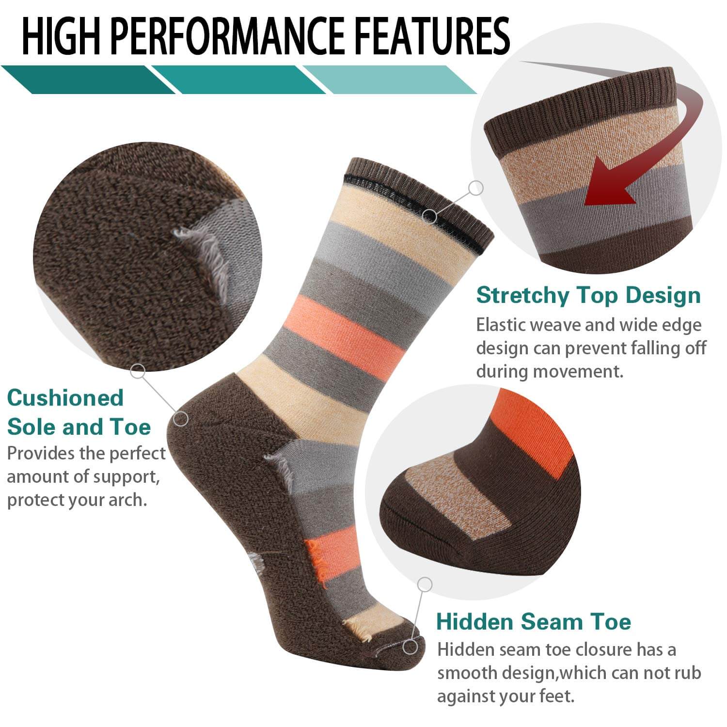 Mens Fun Colorful Dress Bamboo Crew Socks, 3/6 Pairs - md-diab