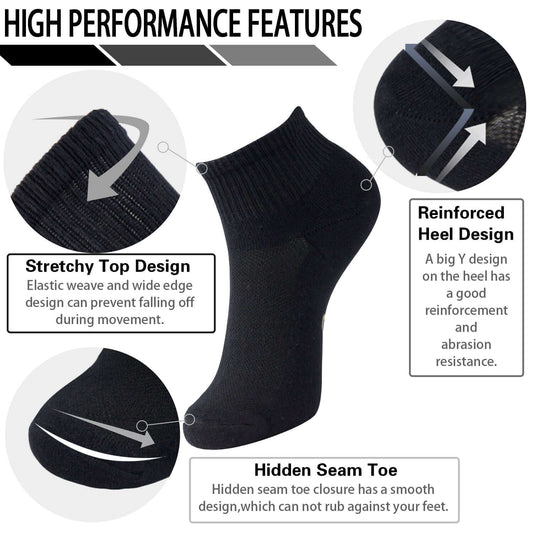 Smell Control Rayon from Bamboo Ankle Socks Cushioned, 6 Pairs - md-diab