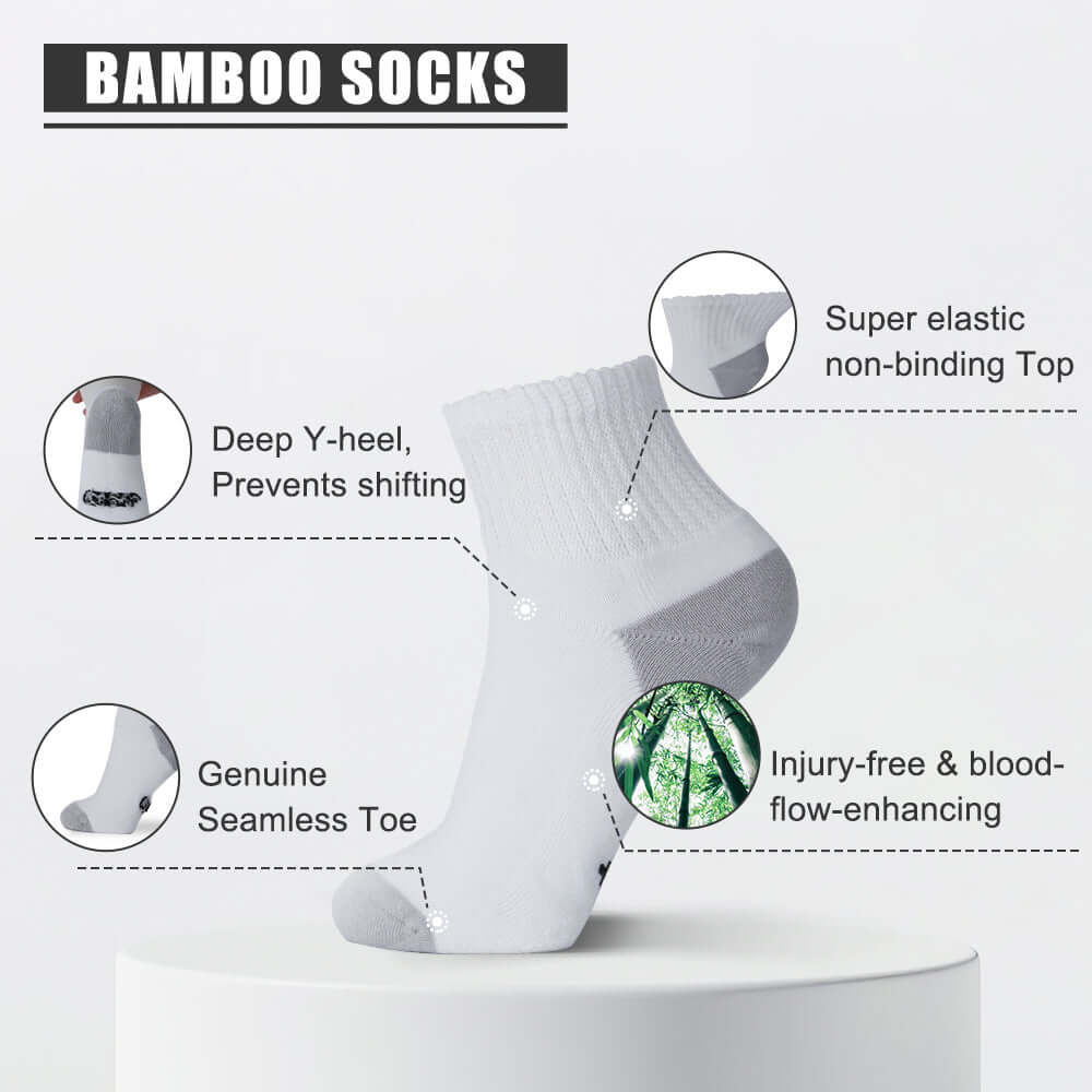 Wide non-binding Bamboo Ankle diabetic socks, seamless toe, 6 pairs - md-diab