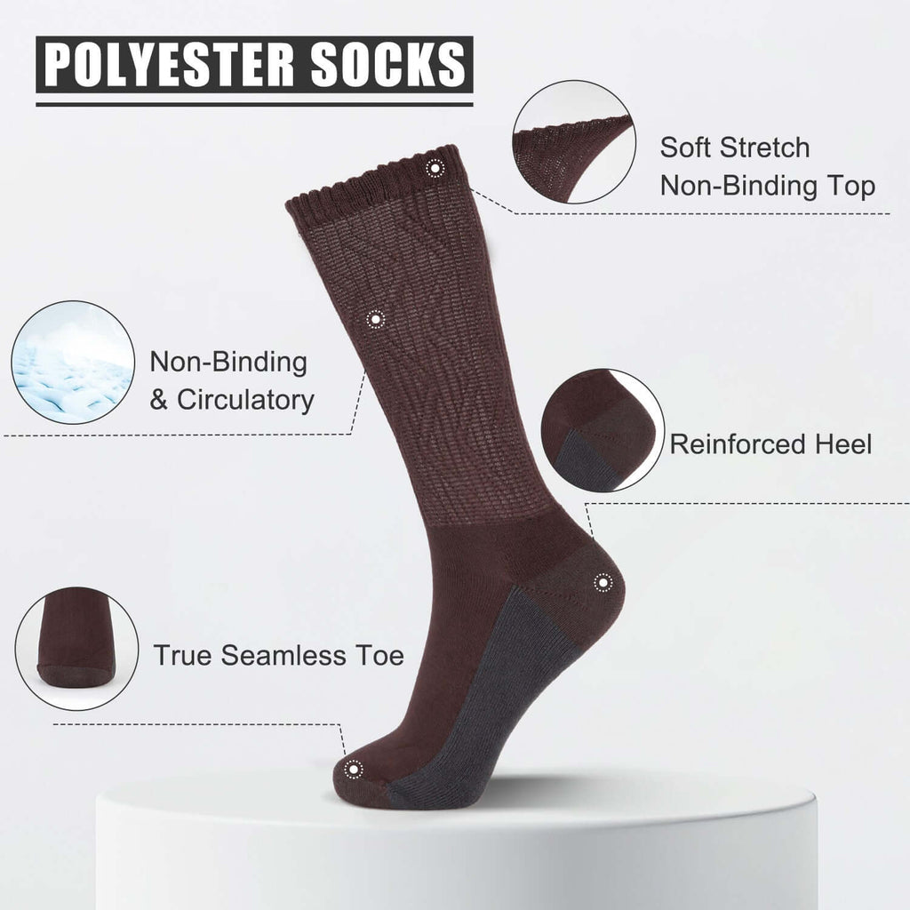 Bamboo Crew Diabetic Socks with Seamless Toe, Extra Firm, 4 Pairs - md-diab