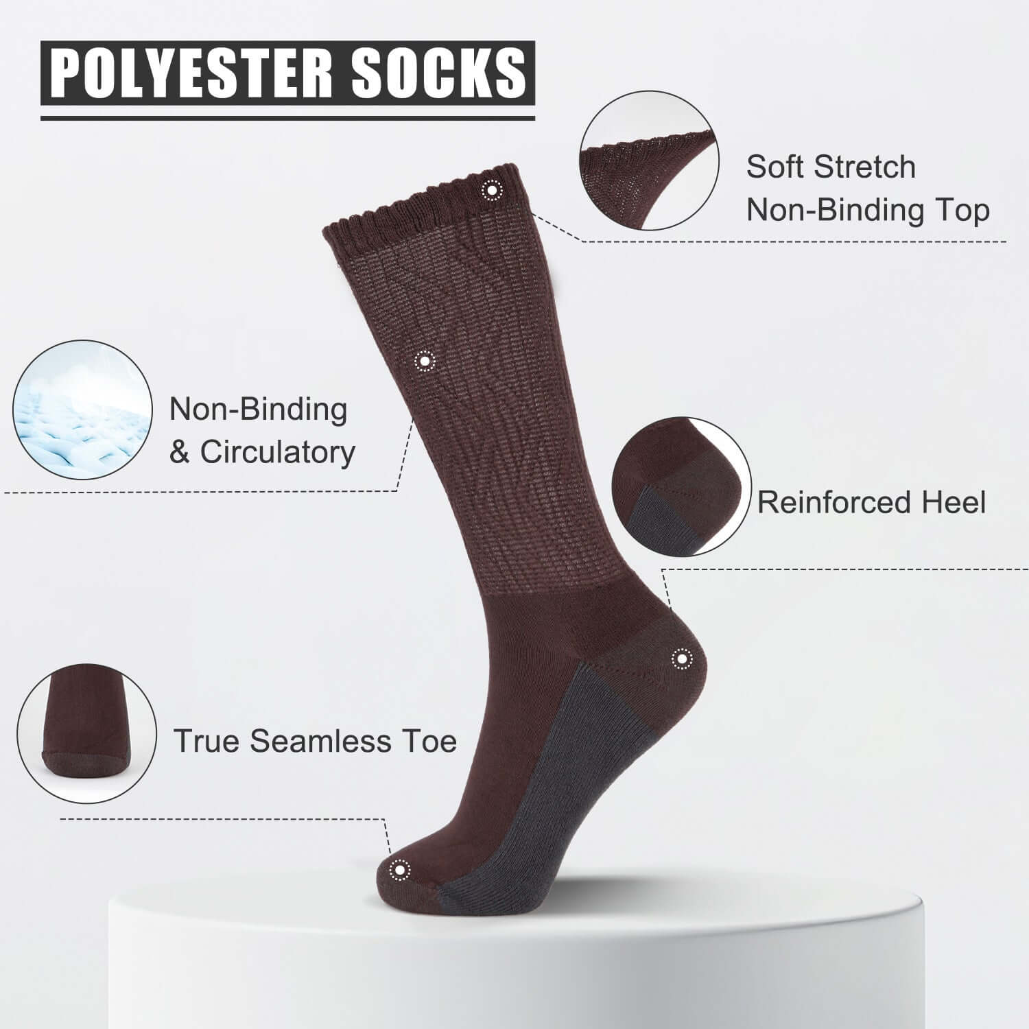 Bamboo Crew Diabetic Socks with Seamless Toe, Extra Firm, 4 Pairs - md-diab