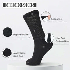 Extra wide diabetic crew socks, Cushioned & soft sole, 6 Pairs, - md-diab