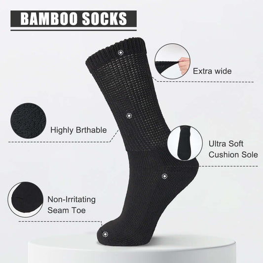 Extra wide diabetic crew socks, Cushioned & soft sole, 6 Pairs, - md-diab