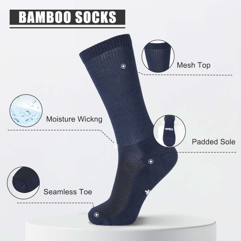 Mens Dress Moisture Wicking Bamboo Socks, 4 Pairs - md-diab