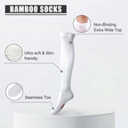 Extra wide non-binding Bamboo Knee high socks, seamless toe, long circulatory design with Warm cushion sole, 4 pairs - md-diab