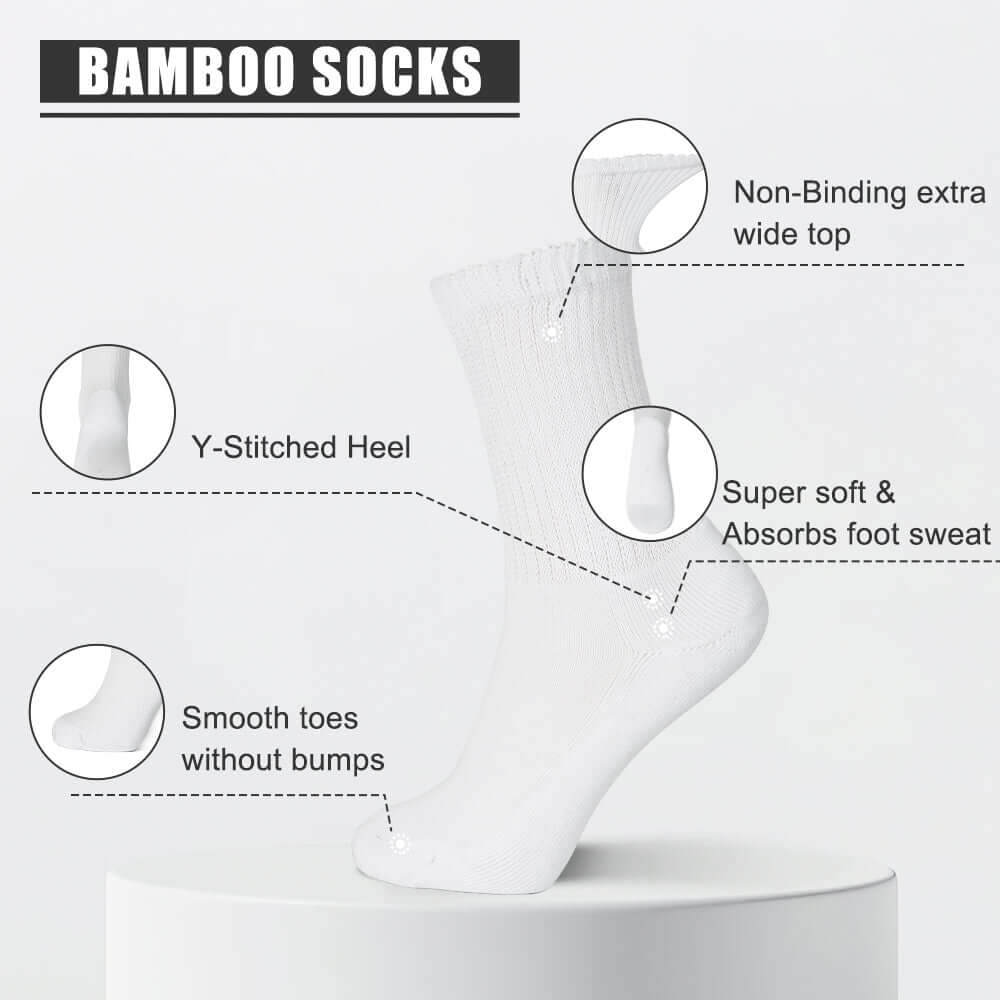 Super soft bamboo non-binding diabetic socks, 4 Pairs - Socks - Comfort-fresh.com