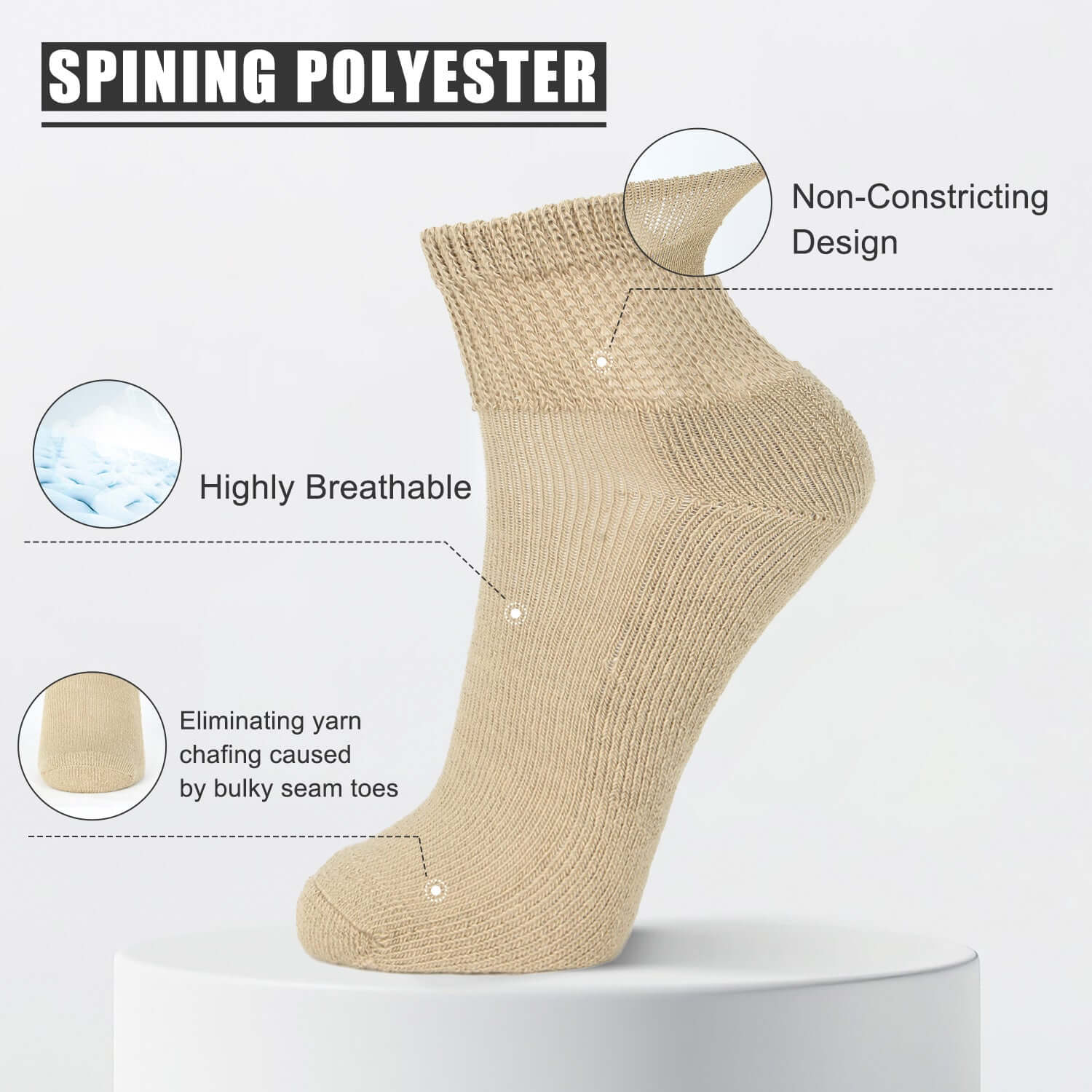 Ankle Socks Non Binding Top for Swollen Feet 6 Paris - md-diab