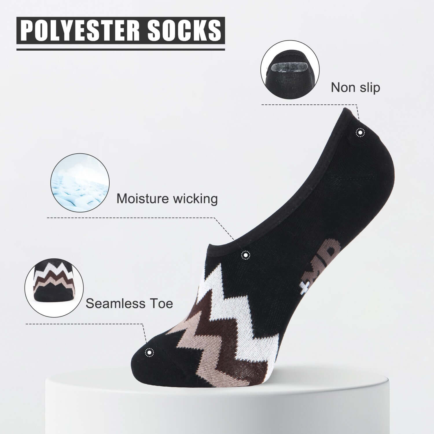 Indian Style Bamboo Liner Socks, Non Slip, 4 Pairs - md-diab