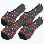 Shredded Flowers, Bamboo No Show Liner Socks Non Slip, 4 Pairs - md-diab