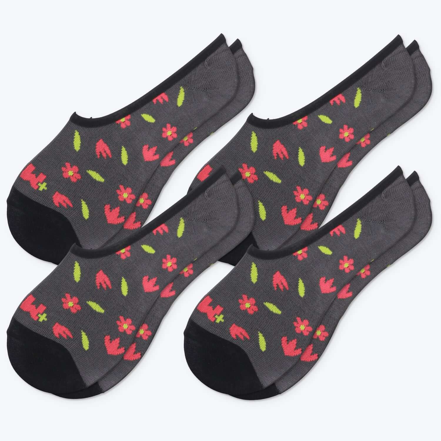Shredded Flowers, Bamboo No Show Liner Socks Non Slip, 4 Pairs - md-diab