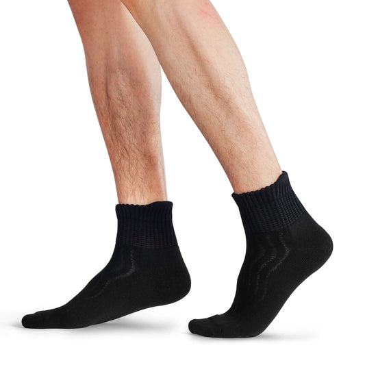 Wide non-binding Bamboo diabetic socks, seamless toe, air vent with cushion sole, 6 pairs - md-diab