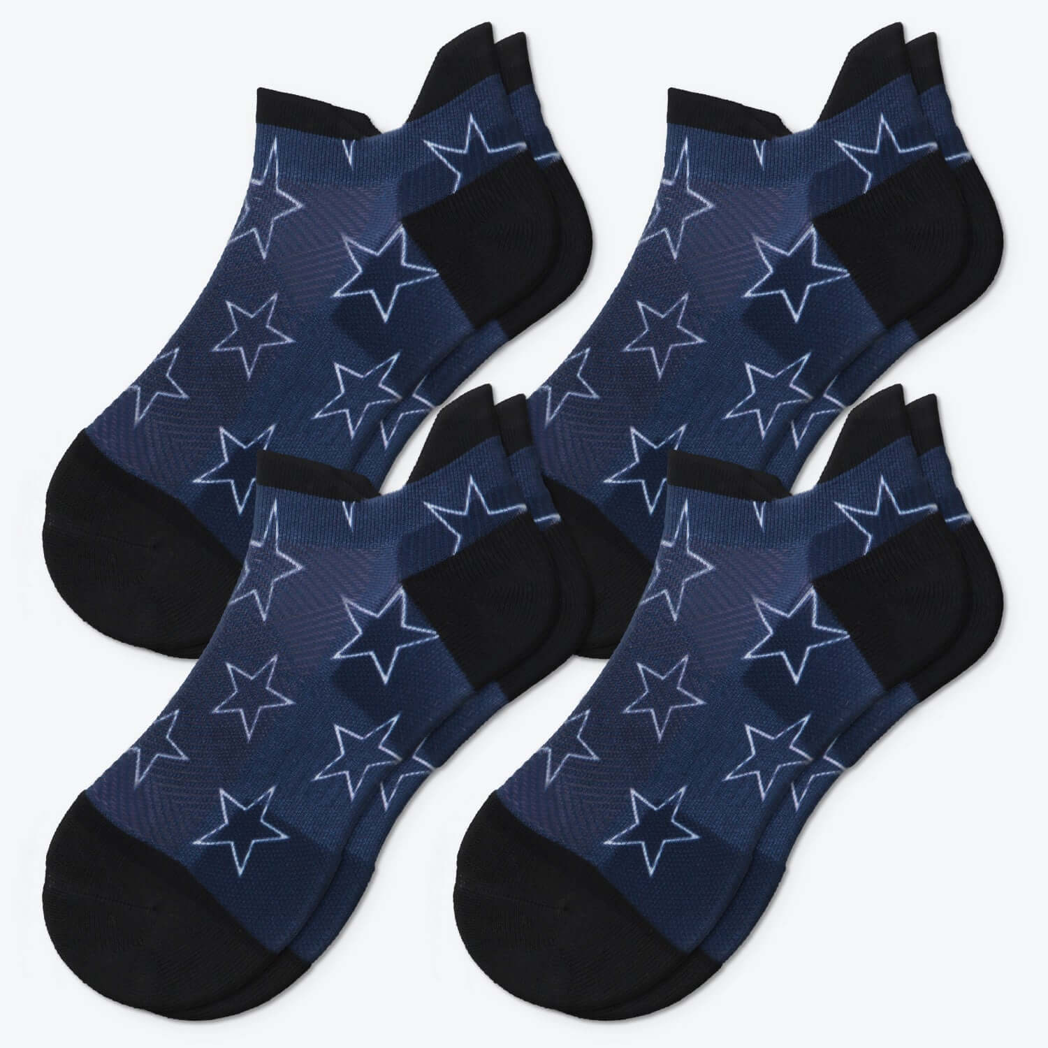 Unisex Independence Day Patriotic USA No Show Socks, Half Terry Cushion Socks, 4 Pack - md-diab