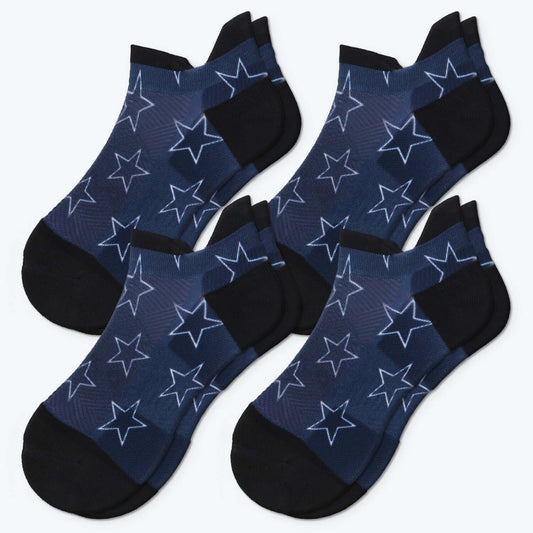 Unisex Independence Day Patriotic USA No Show Socks, Half Terry Cushion Socks, 4 Pack - md-diab