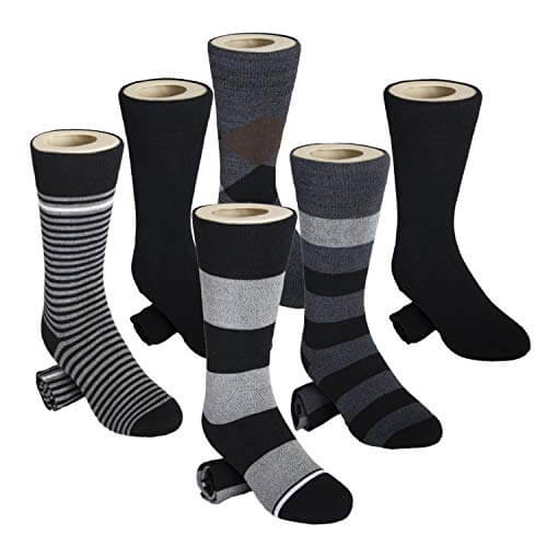 Bamboo Patterned Business Crew Socks Mens 6packs - md-diab