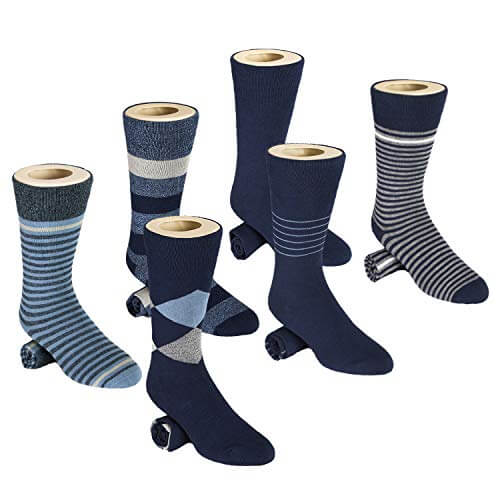 Bamboo Patterned Business Crew Socks Mens 6packs - md-diab