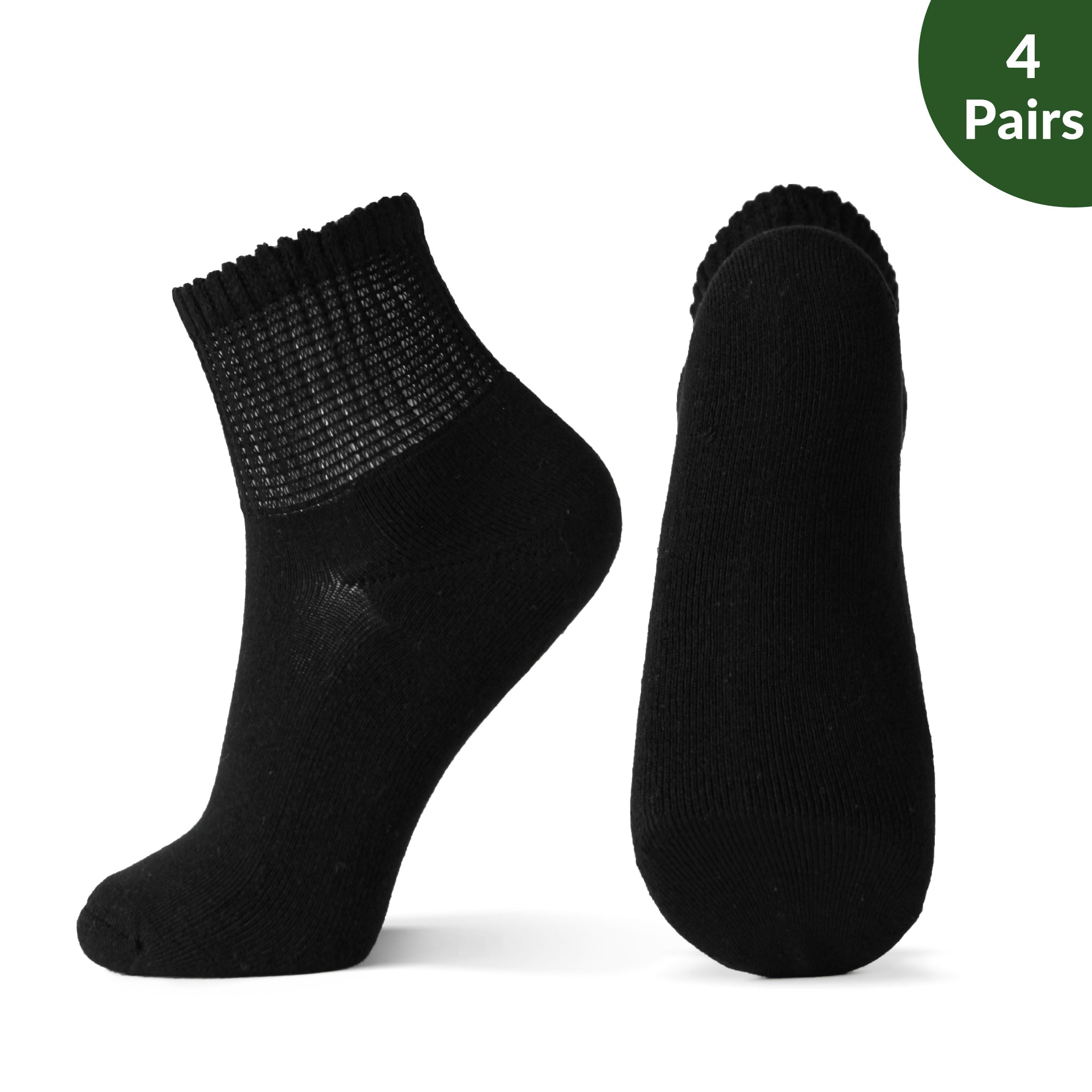 Bamboo Ankle Terry Cuff Diabetic Seamless Socks 4 Pairs