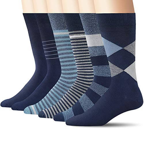 Bamboo Patterned Business Crew Socks Mens 6packs - md-diab
