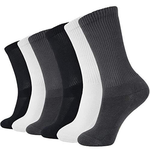 Ultra Soft Unisex Anti-bacterial Bamboo Crew Socks, 6 Pairs - md-diab