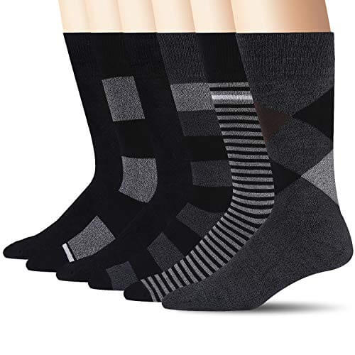Bamboo Patterned Business Crew Socks Mens 6packs - md-diab
