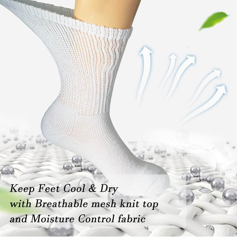 Extra wide diabetic crew socks, Cushioned & soft sole, 6 Pairs, - md-diab