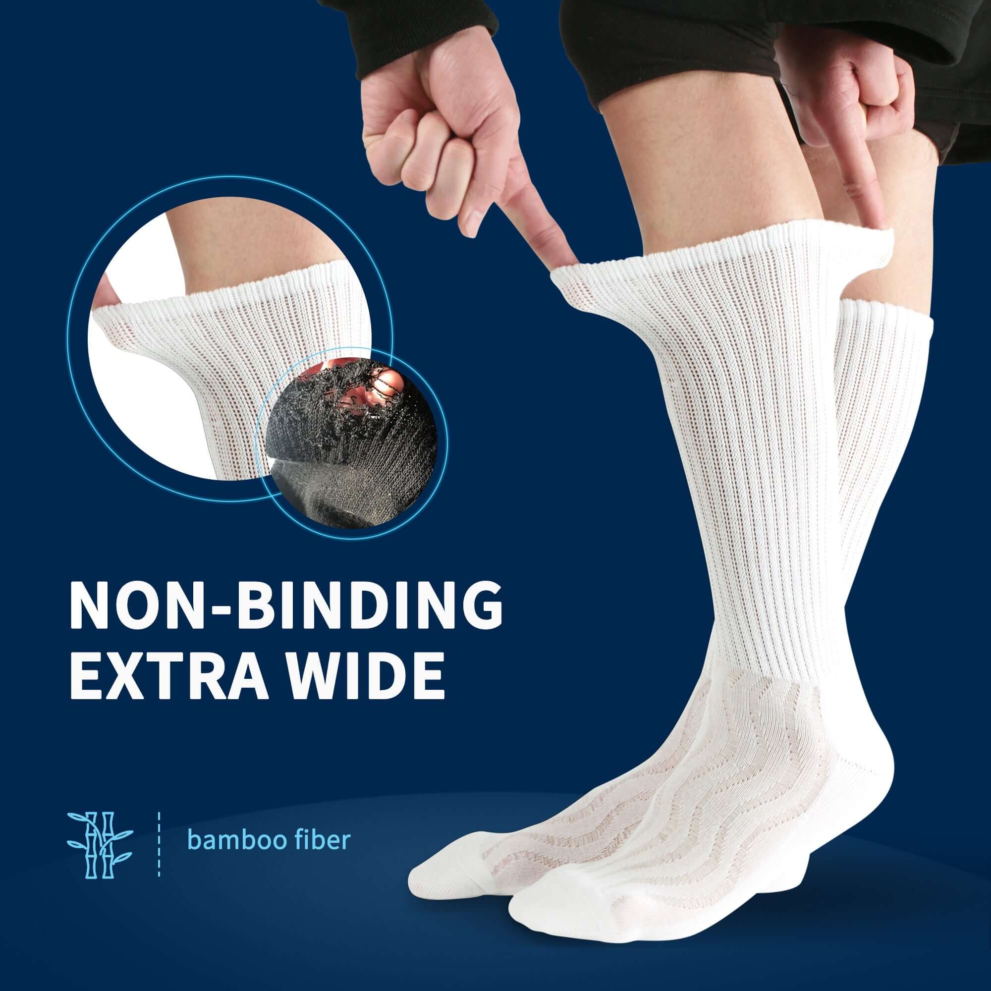 Wide non-binding  crew seamless toe Bamboo socks, air vent with cushion sole, 6 pairs -  - Comfort-fresh.com