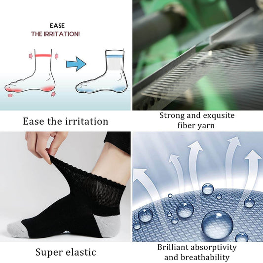 Wide non-binding Bamboo Ankle diabetic socks, seamless toe, 6 pairs - md-diab