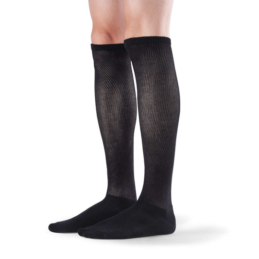 Extra wide non-binding Bamboo Knee high socks, seamless toe, long circulatory design with Warm cushion sole, 4 pairs - md-diab