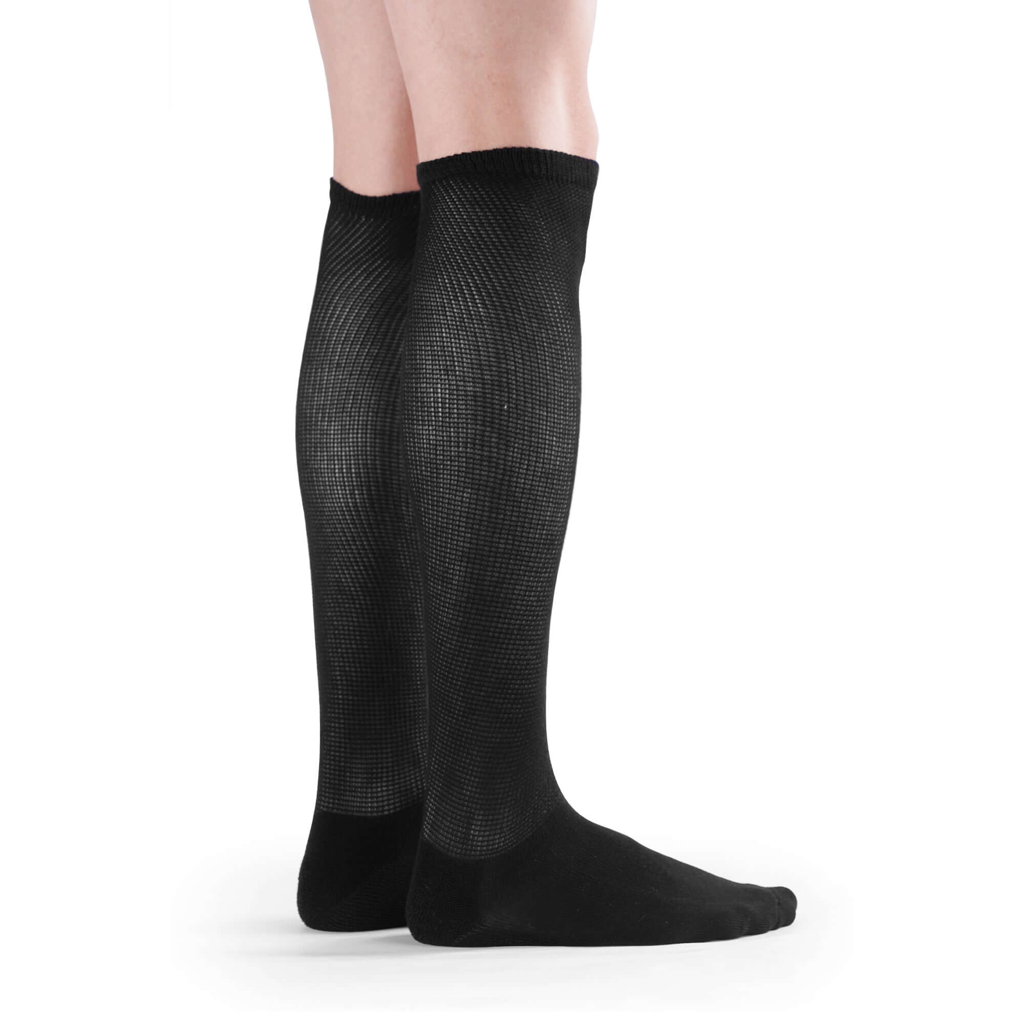 Extra wide non-binding Bamboo Knee high socks, seamless toe, long circulatory design with Warm cushion sole, 4 pairs - md-diab
