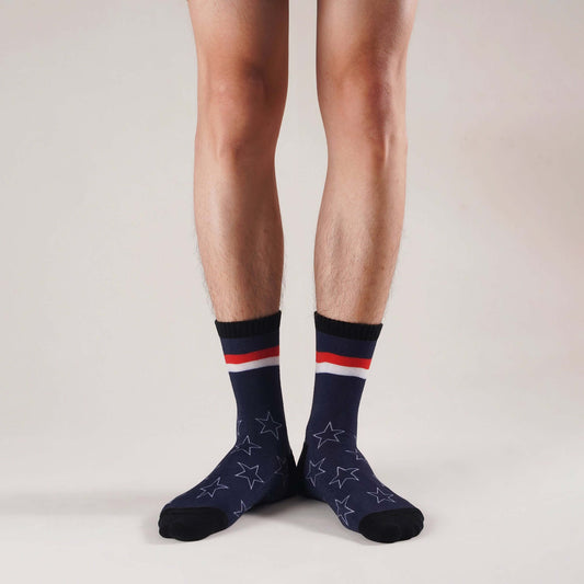 Unisex Independence Day Patriotic USA Crew Socks, Half Terry Cushion Socks, 4 Pack - md-diab