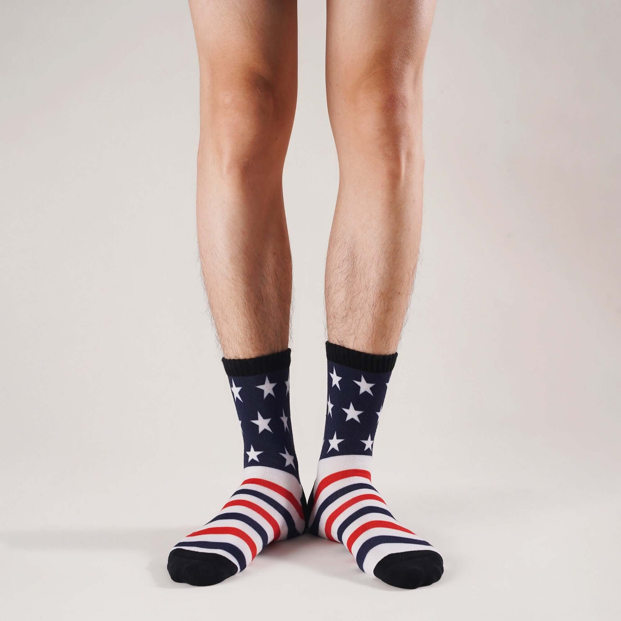 USA American Flag Socks Patriotic Crew Socks for Men/Women Striped Stars Socks Gift, 4 Pack - md-diab