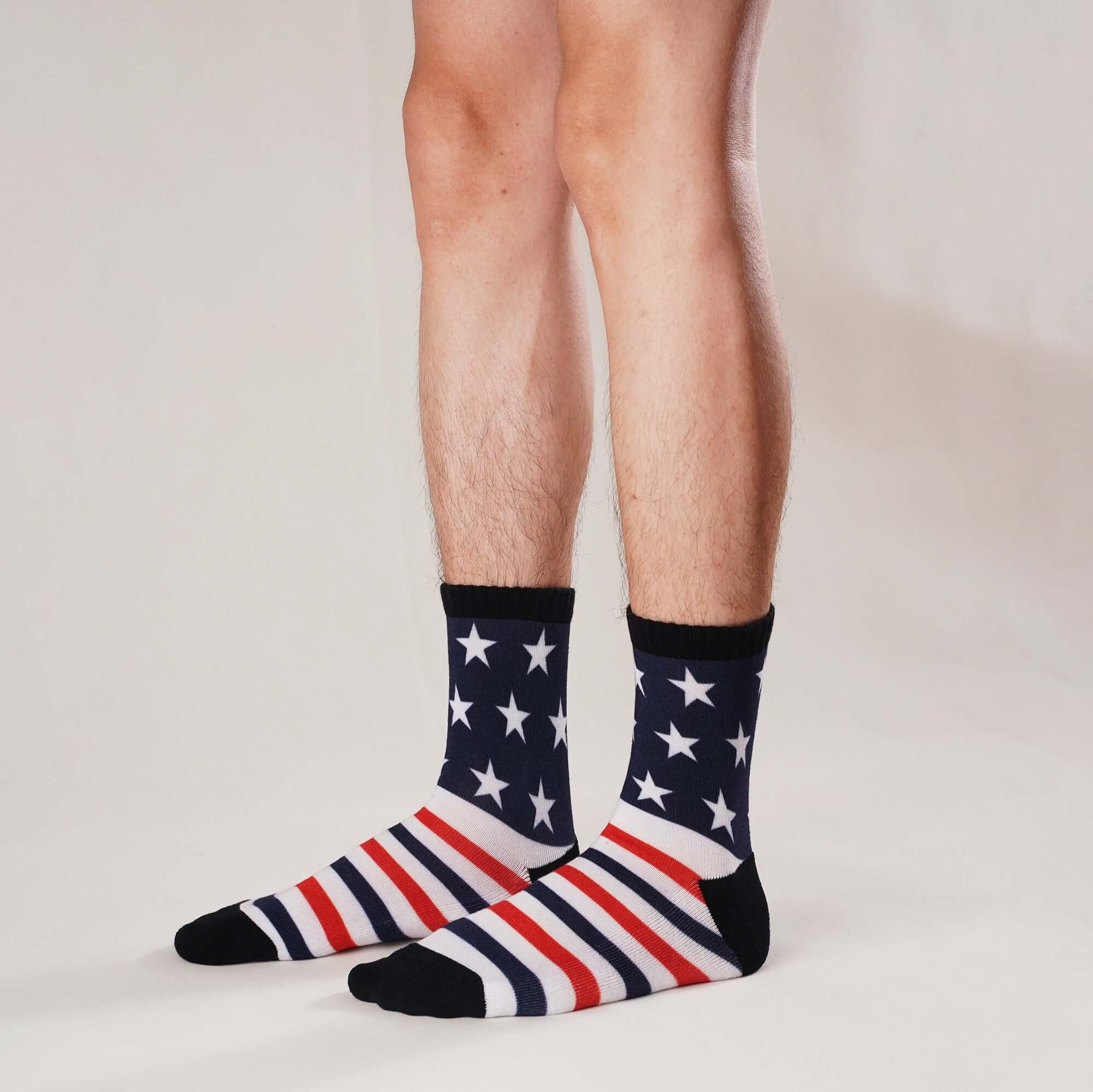 USA American Flag Socks Patriotic Crew Socks for Men/Women Striped Stars Socks Gift, 4 Pack - md-diab