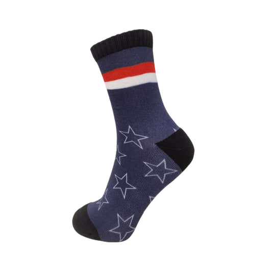 Unisex Independence Day Patriotic USA Crew Socks, Half Terry Cushion Socks, 4 Pack - md-diab