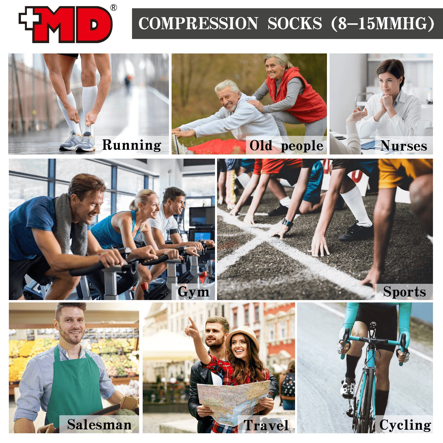 Knee-high Diamond design, Mild compression socks 8-15 mmHg, 3pairs - md-diab