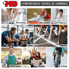 Rib design Knee High, graduated mild compression 8-15 mmHg 3pairs - md-diab